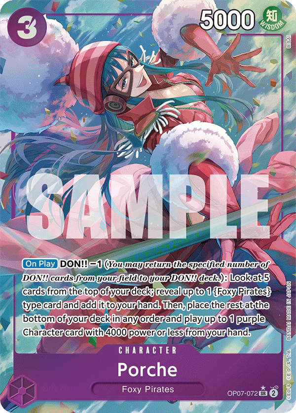 Porche OP07-072, the SR printing from OP-07 of the One Piece Card Game