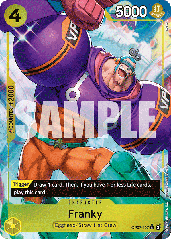 Franky OP07-107, the R printing from OP-07 of the One Piece Card Game