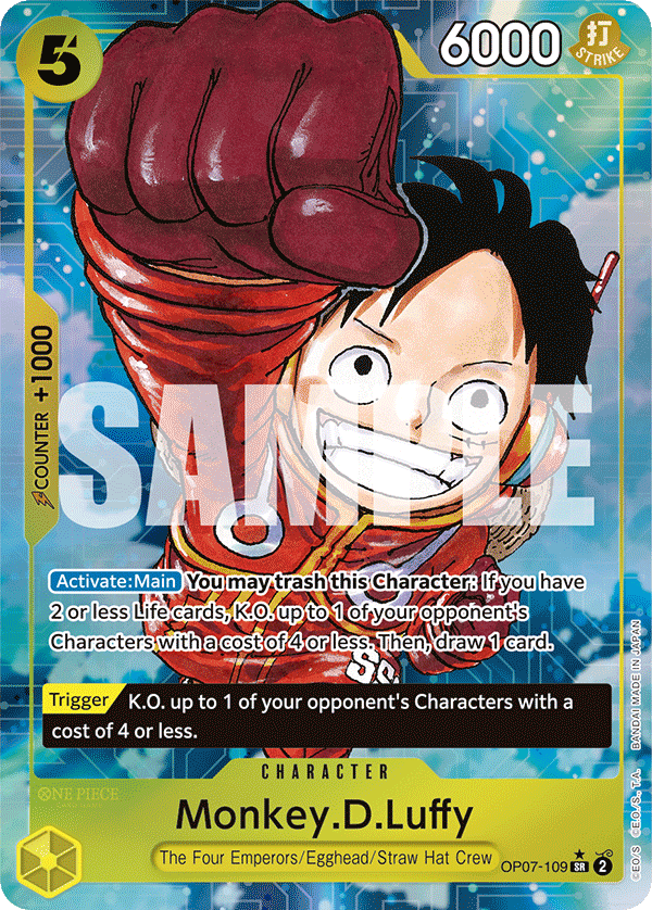 Monkey D. Luffy OP07-109, the SR printing from OP-07 of the One Piece Card Game