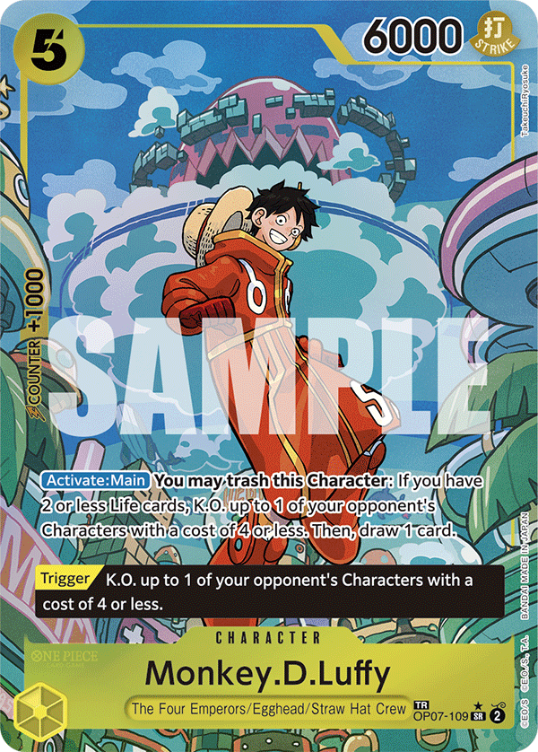 Monkey D. Luffy OP07-109, the SR printing from OP-07 of the One Piece Card Game
