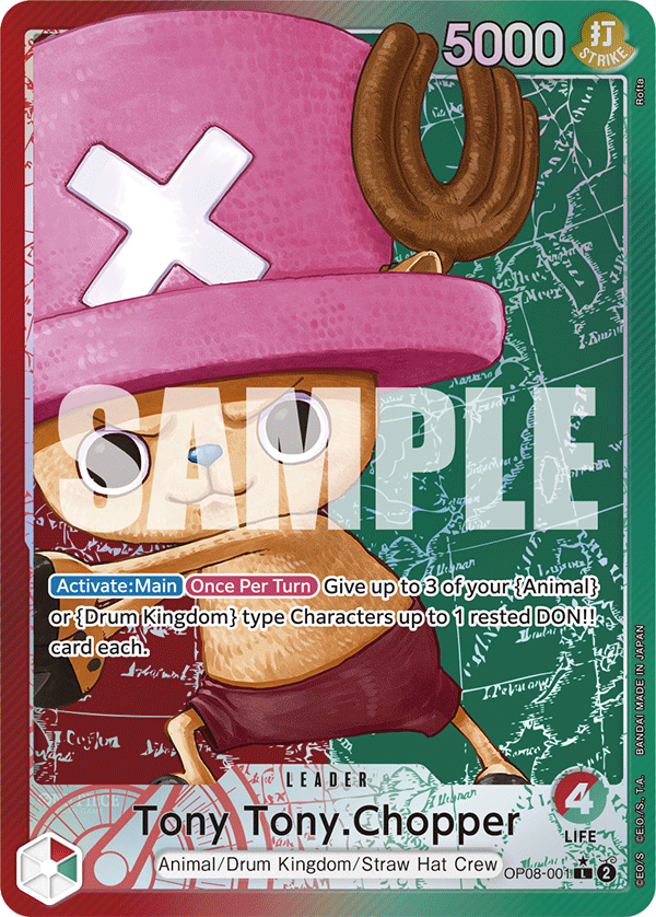 Tony Tony.Chopper OP08-001, the L printing from OP-08 of the One Piece Card Game
