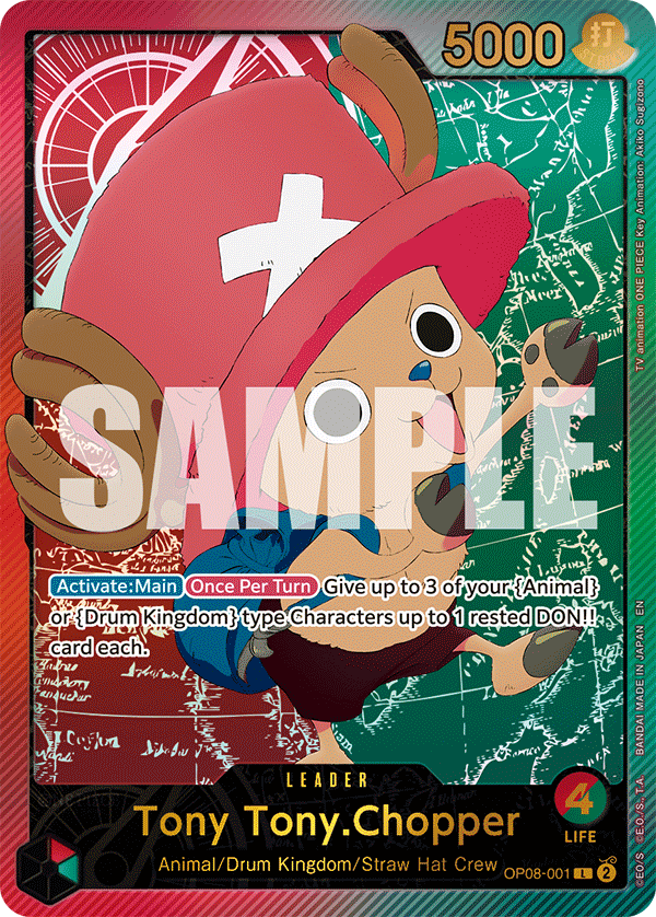 Tony Tony.Chopper OP08-001, the L printing from OP-08 of the One Piece Card Game