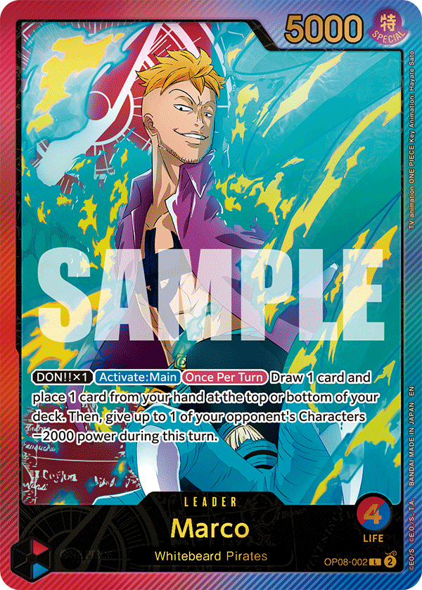 Marco OP08-002, the L printing from OP-08 of the One Piece Card Game