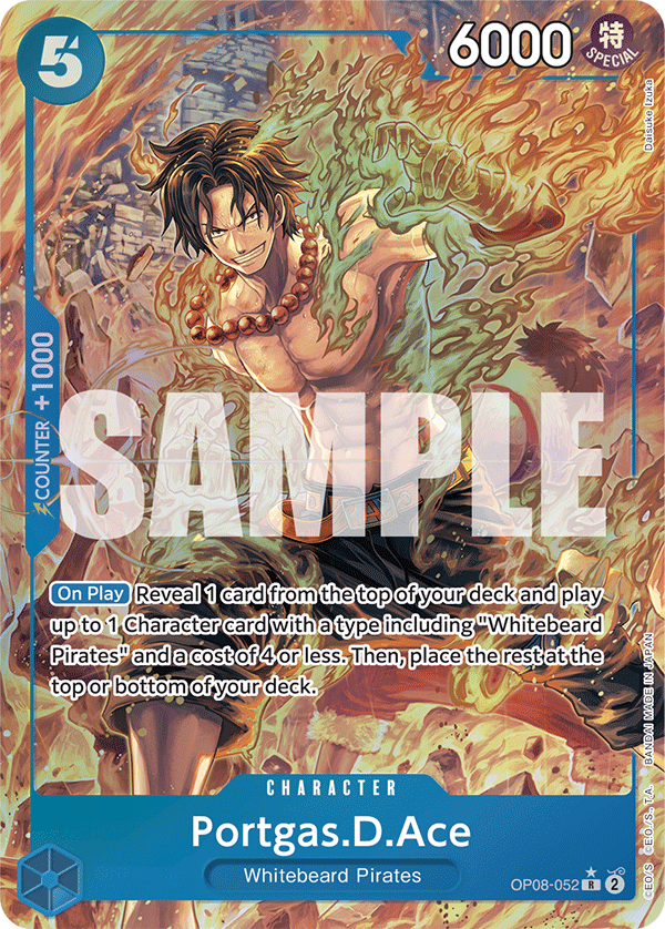 Portgas.D.Ace OP08-052, the R printing from OP-08 of the One Piece Card Game