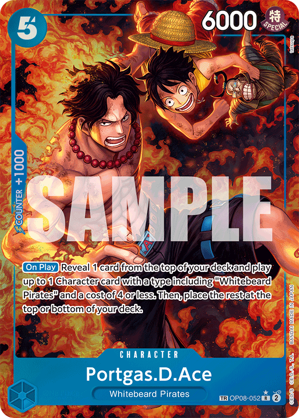 Portgas.D.Ace OP08-052, the R printing from OP-08 of the One Piece Card Game
