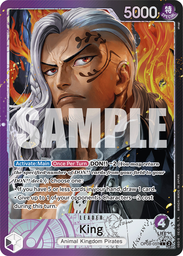 King OP08-057, the L printing from OP-08 of the One Piece Card Game