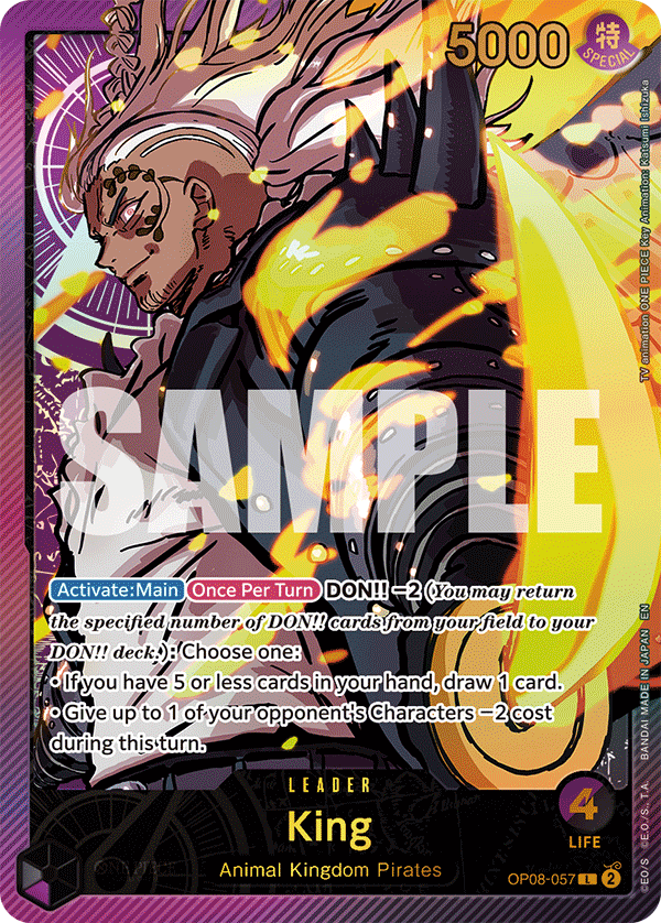 King OP08-057, the L printing from OP-08 of the One Piece Card Game