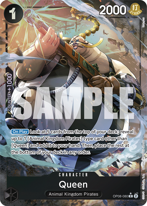 Queen OP08-080, the R printing from OP-08 of the One Piece Card Game