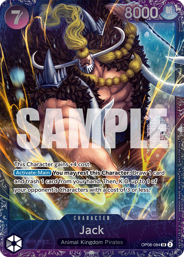 Jack OP08-084, the SR printing from OP-08 of the One Piece Card Game