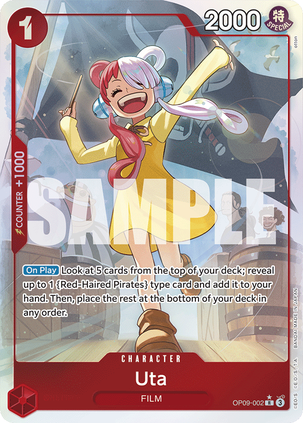 Uta OP09-002, the R printing from OP-09 of the One Piece Card Game