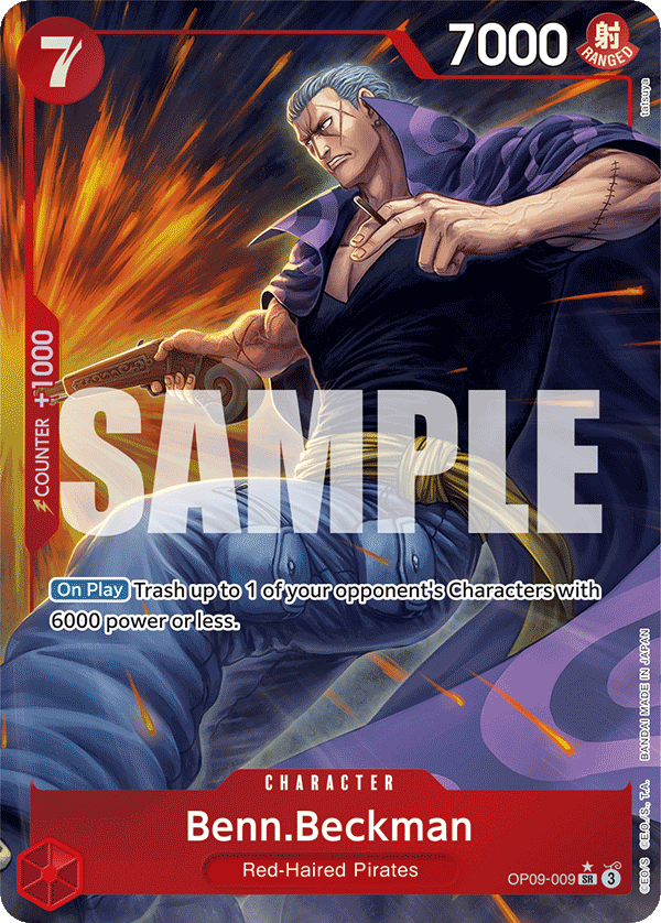 Benn.Beckman OP09-009, the SR printing from OP-09 of the One Piece Card Game