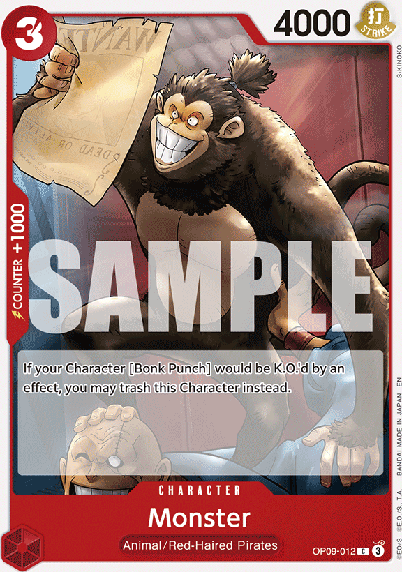 Monster OP09-012, the C printing from OP-09 of the One Piece Card Game