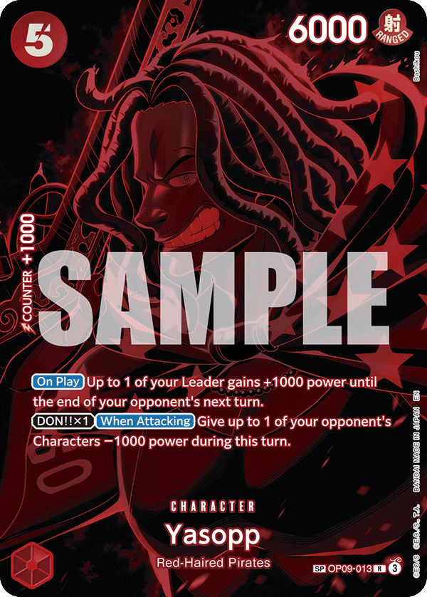 Yasopp OP09-013, the SP printing from OP-09 of the One Piece Card Game