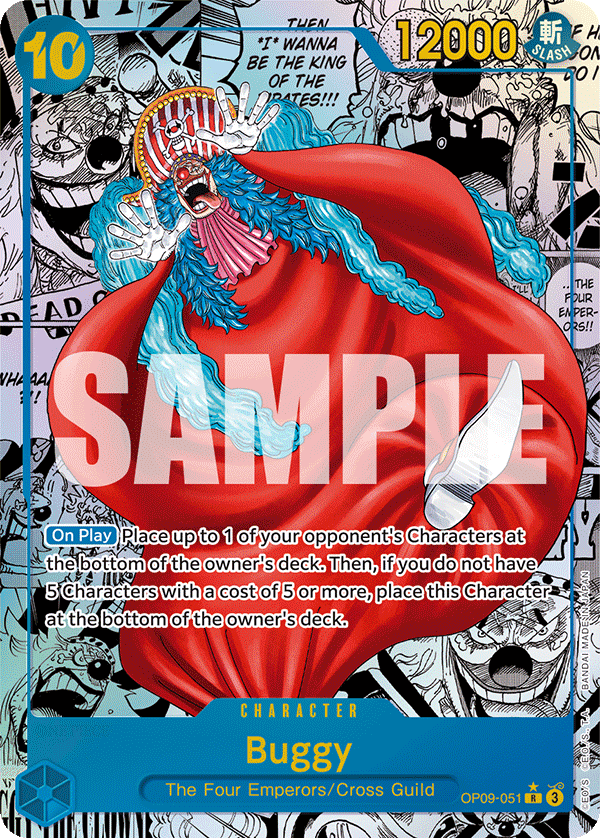 Buggy OP09-051, the Manga printing from OP-09 of the One Piece Card Game