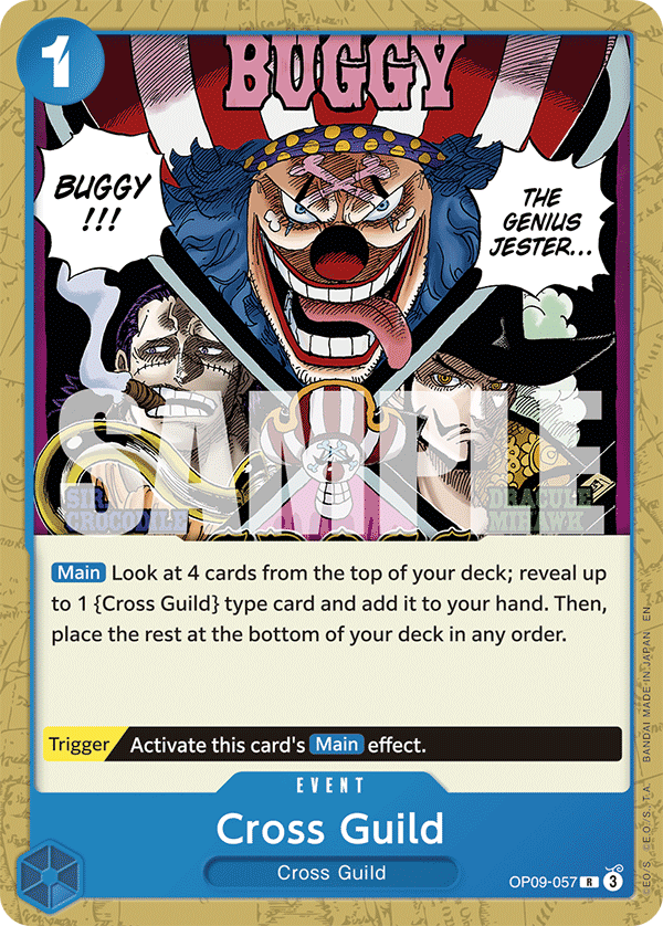 Cross Guild OP09-057, the R printing from OP-09 of the One Piece Card Game