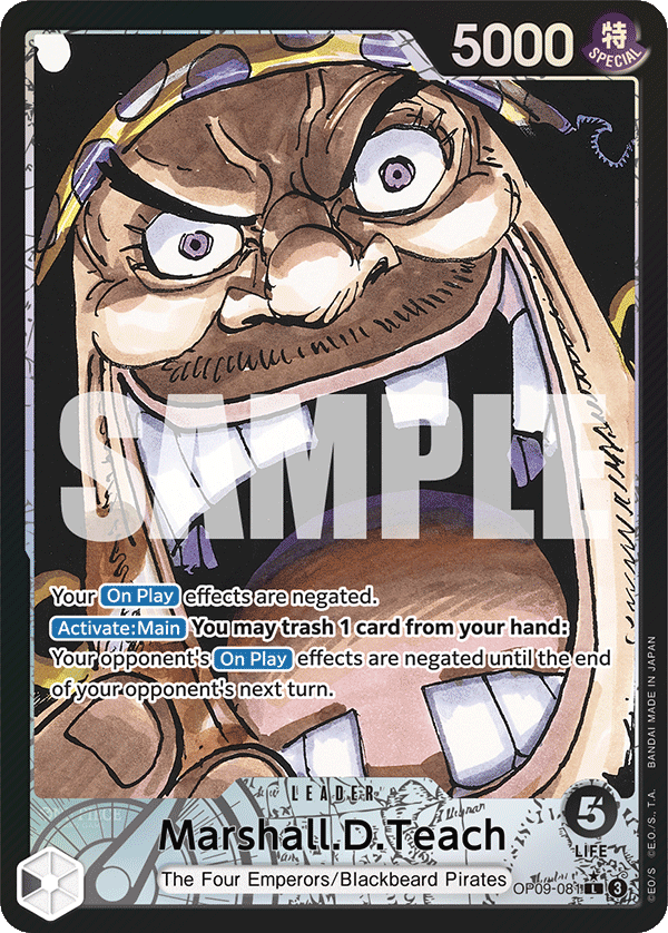 Marshall.D.Teach OP09-081, the L printing from OP-09 of the One Piece Card Game