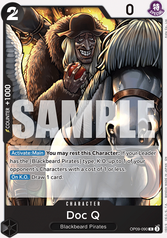 Doc Q OP09-090, the R printing from OP-09 of the One Piece Card Game