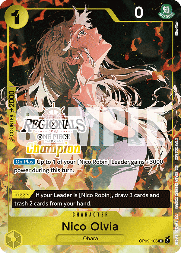 Nico Olvia OP09-106, the C printing from OP-09 of the One Piece Card Game