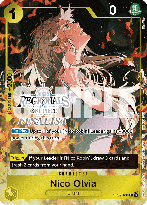Nico Olvia OP09-106, the C printing from OP-09 of the One Piece Card Game