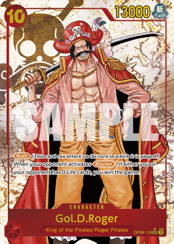Gol.D.Roger OP09-118, the SEC printing from OP-09 of the One Piece Card Game