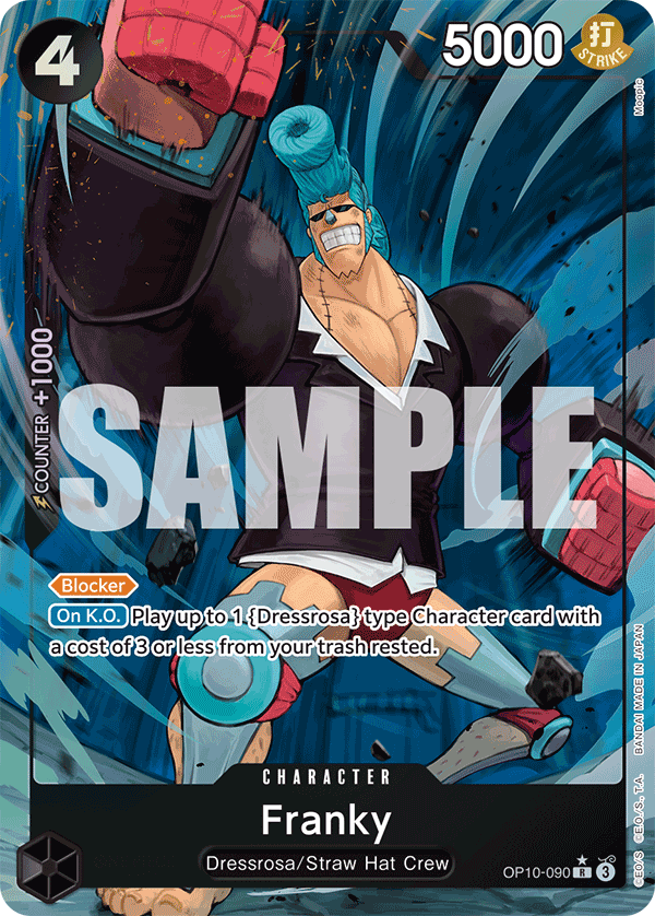 Franky OP10-090, the R printing from OP-10 of the One Piece Card Game