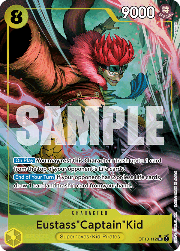 Eustass"Captain"Kid OP10-112, the SR printing from OP-10 of the One Piece Card Game