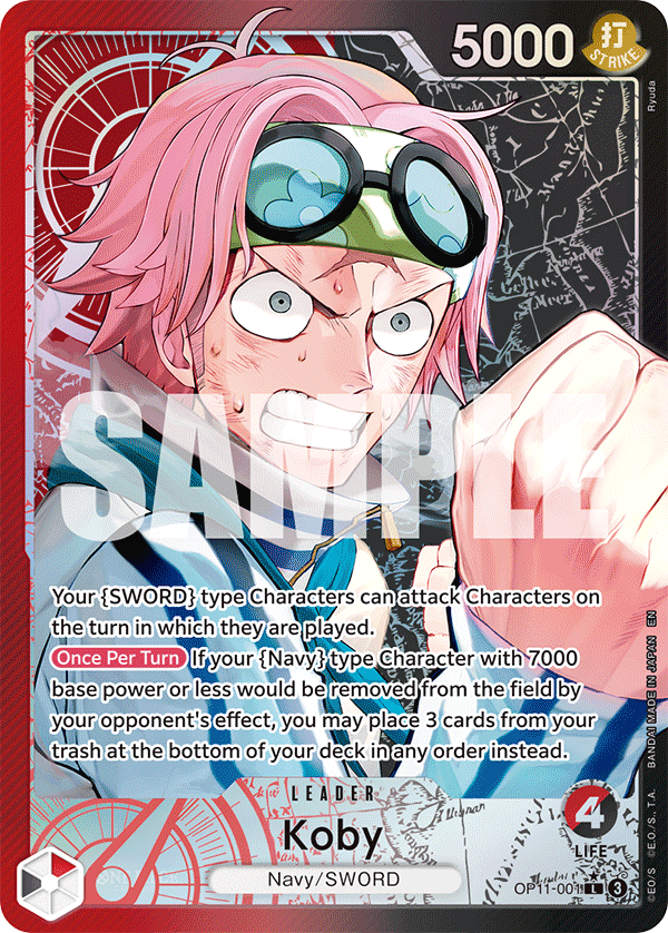 Koby OP11-001, the L printing from OP-11 of the One Piece Card Game