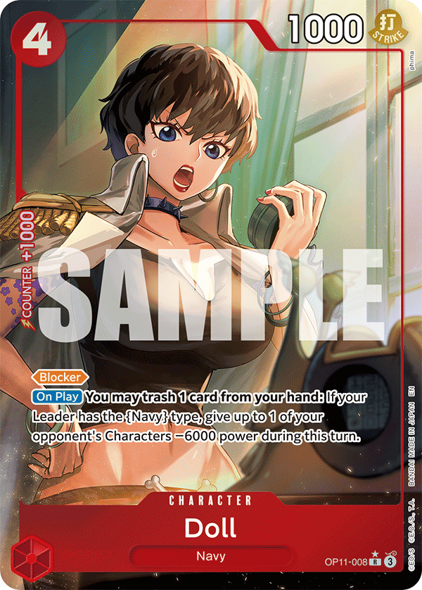 Doll OP11-008, the R printing from OP-11 of the One Piece Card Game