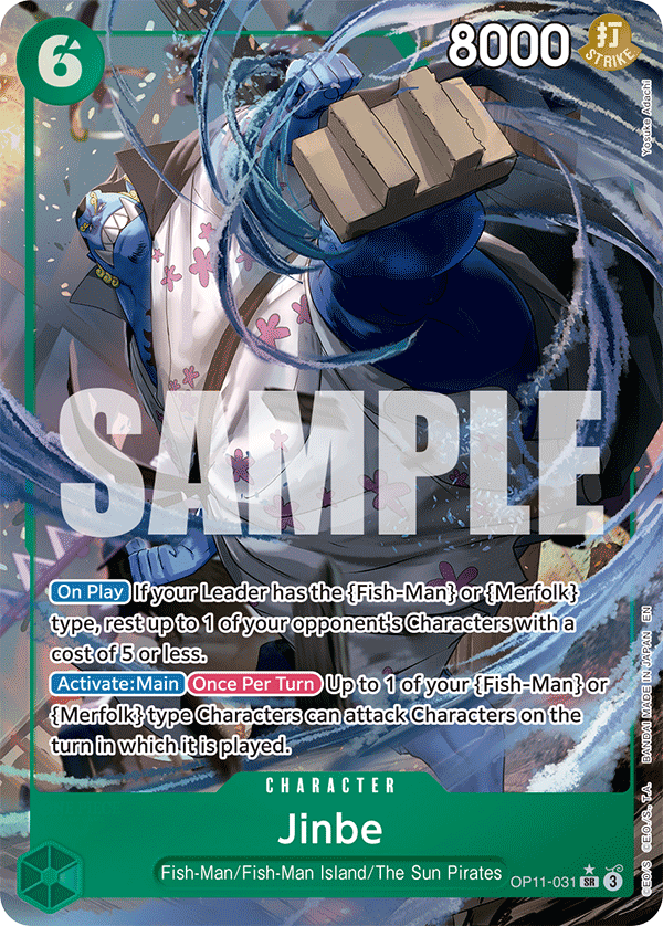 Jinbe OP11-031, the SR printing from OP-11 of the One Piece Card Game