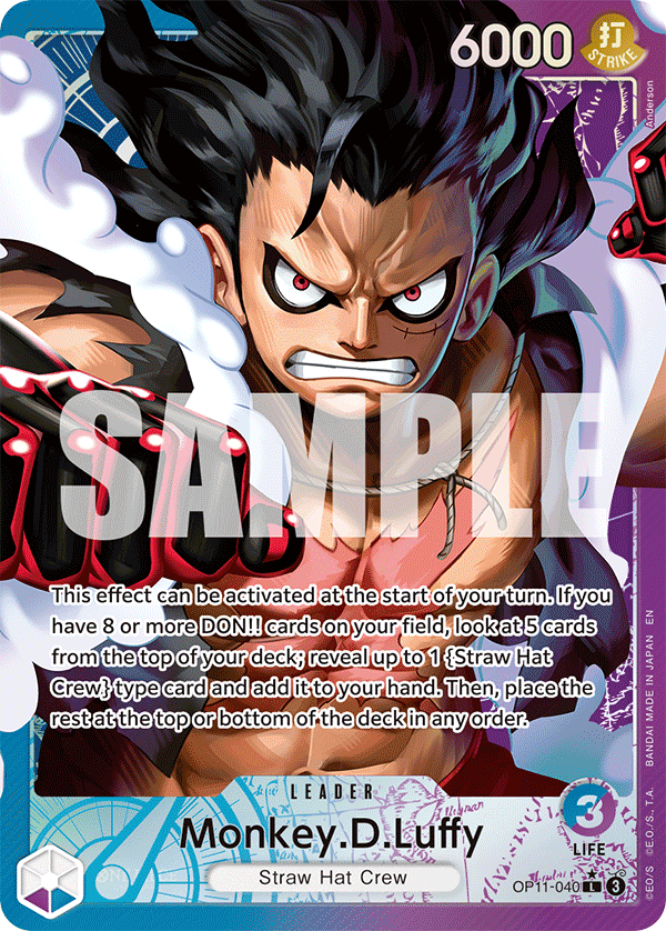 Monkey D. Luffy OP11-040, the L printing from OP-11 of the One Piece Card Game