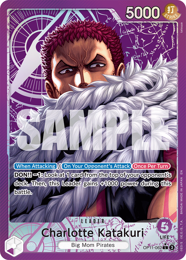 Charlotte Katakuri OP11-062, the L printing from OP-11 of the One Piece Card Game