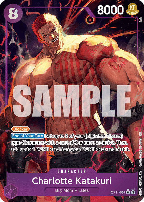 Charlotte Katakuri OP11-067, the SR printing from OP-11 of the One Piece Card Game
