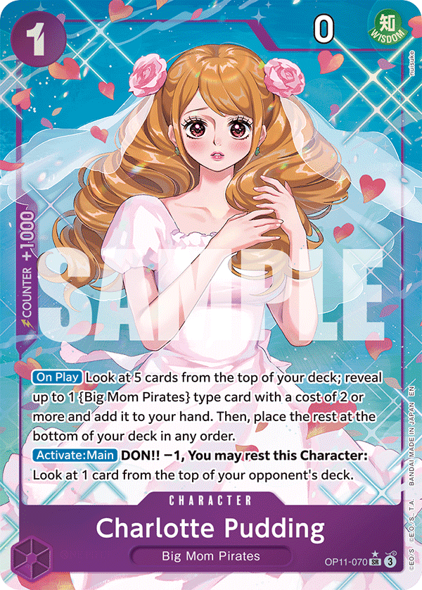 Charlotte Pudding OP11-070, the SR printing from OP-11 of the One Piece Card Game