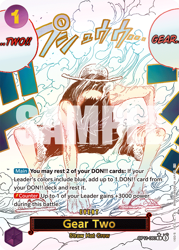 Gear Two OP11-080, the R printing from OP-11 of the One Piece Card Game