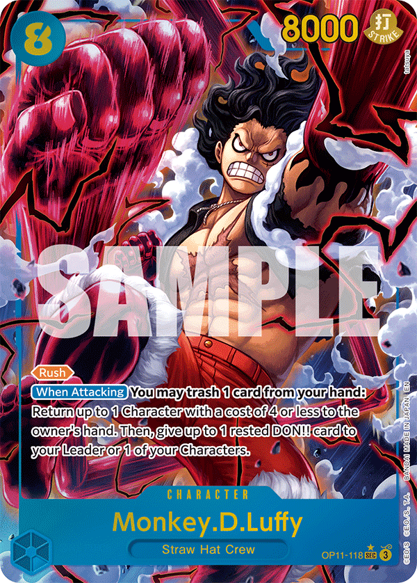 Monkey D. Luffy OP11-118, the SEC printing from OP-11 of the One Piece Card Game