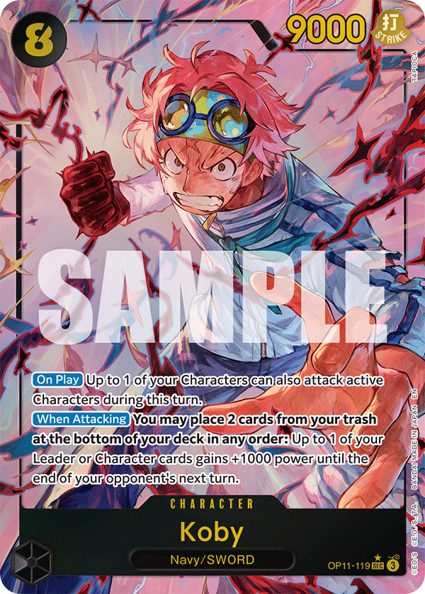 Koby OP11-119, the SEC printing from OP-11 of the One Piece Card Game