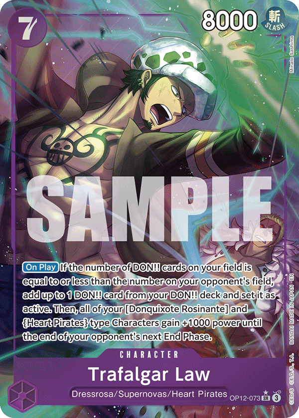 Trafalgar Law OP12-073, the SR printing from OP-12 of the One Piece Card Game