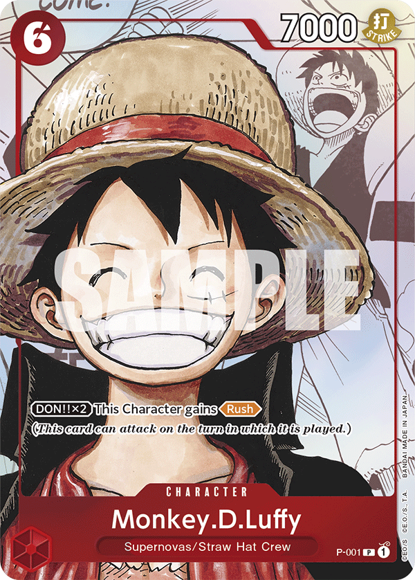 Monkey D. Luffy P-001, the P printing from P of the One Piece Card Game