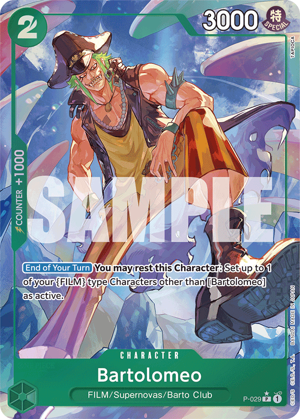 Bartolomeo P-029, the P printing from P of the One Piece Card Game