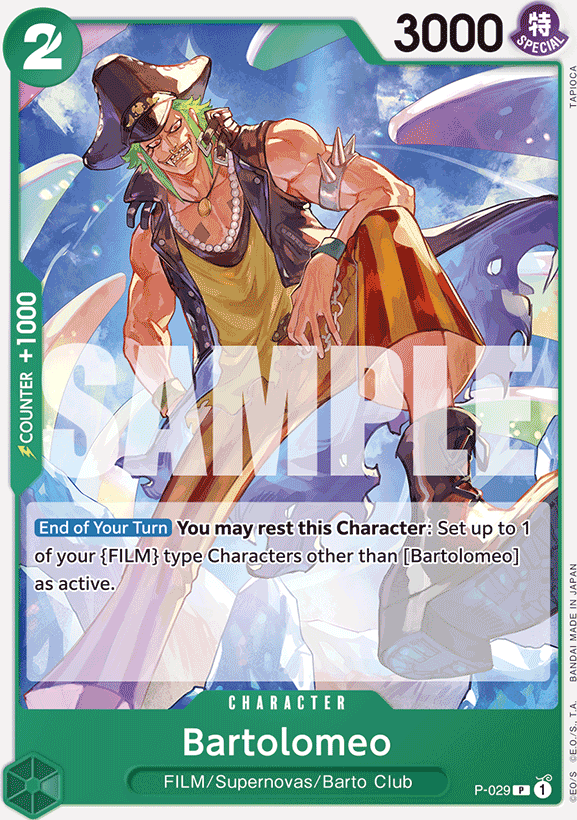 Bartolomeo P-029, the P printing from P of the One Piece Card Game