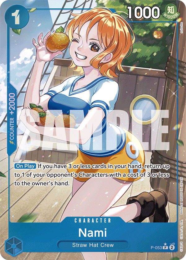 Nami P-053, the P printing from P of the One Piece Card Game