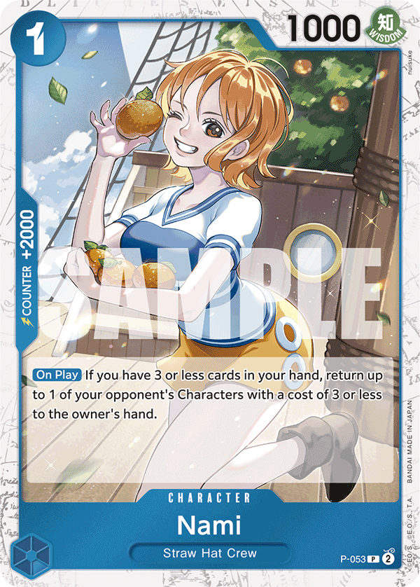 Nami P-053, the P printing from P of the One Piece Card Game