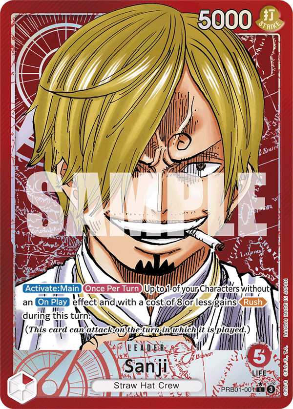 Sanji PRB01-001, the L printing from PRB-01 of the One Piece Card Game