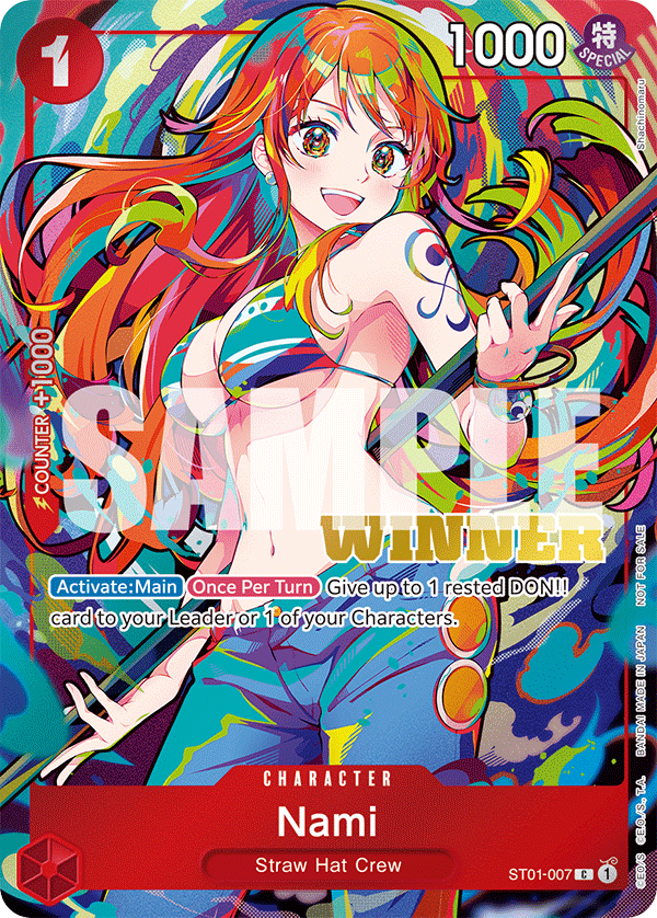 Nami ST01-007, the C printing from ST-01 of the One Piece Card Game
