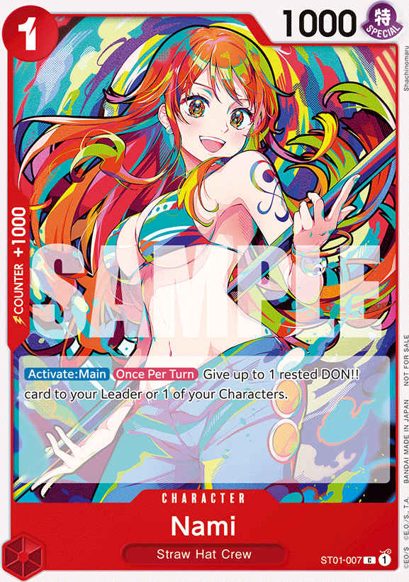 Nami ST01-007, the C printing from ST-01 of the One Piece Card Game