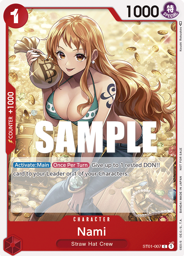 Nami ST01-007, the C printing from ST-01 of the One Piece Card Game