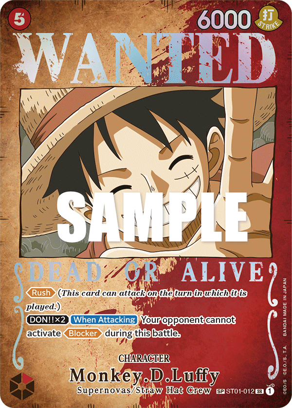 Monkey D. Luffy ST01-012, the SP printing from ST-01 of the One Piece Card Game