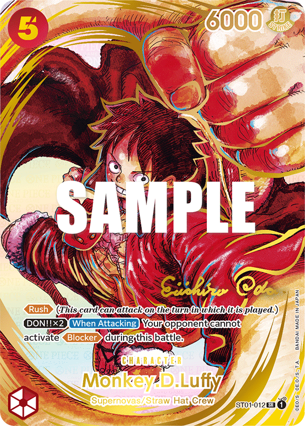 Monkey D. Luffy ST01-012, the SR printing from ST-01 of the One Piece Card Game