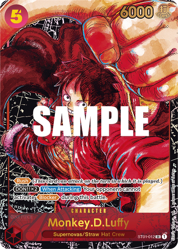 Monkey D. Luffy ST01-012, the SR printing from ST-01 of the One Piece Card Game