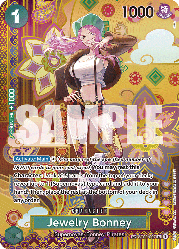 Jewelry Bonney ST02-007, the SP printing from ST-02 of the One Piece Card Game
